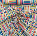 Modern Matters Mosaic Cotton Linen Fabric - Multicolor Geometric Stripe, 54" Width (By The Yard)