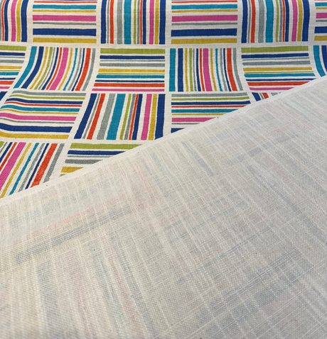 Modern Matters Mosaic Cotton Linen Fabric - Multicolor Geometric Stripe, 54" Width (By The Yard)