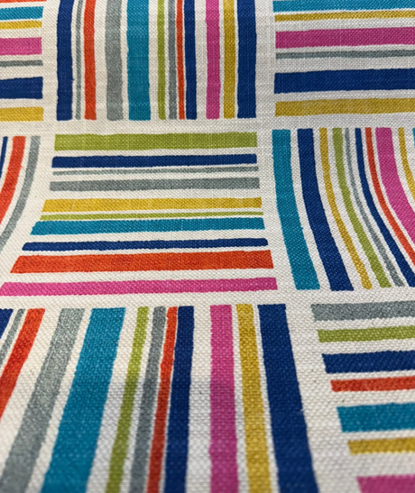 Modern Matters Mosaic Cotton Linen Fabric - Multicolor Geometric Stripe, 54" Width (By The Yard)