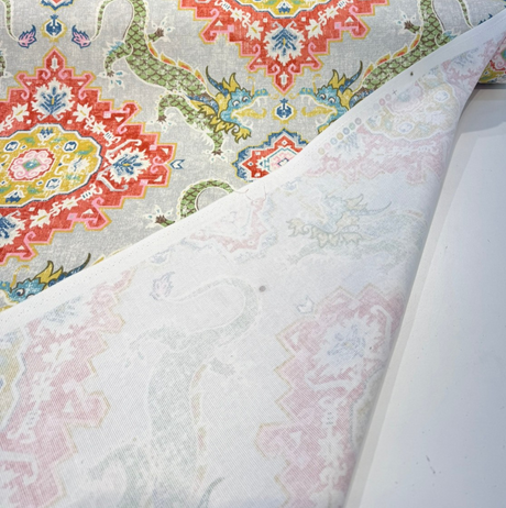 Myth & Medallion Apple Blossom 100 Percent Cotton Fabric - Multicolor Medallion, Dragon And Floral Print, 54" Width (1 Yard)