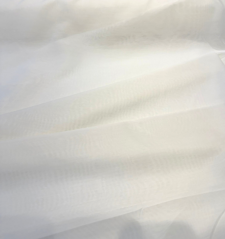 Batiste Cream Sheer Polyester Fabric - Cream Sheer, 118" Width (1 Yard)