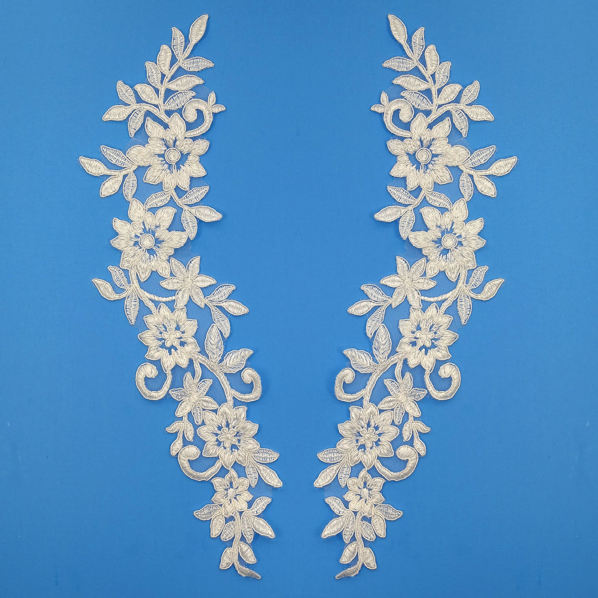Corded Floral Applique Mesh Lace