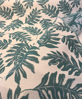 Sunbrella Frida Leaf Aquamarine Acrylic Fabric - White, Aqua, Blue Tropical Leaf Print, 56" Width (By The Yard)