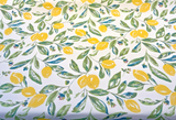 Sunbrella Lisbon Citrus Lemons Acrylic Fabric - Yellow Lemons, Ivory Ground, 54" Width (1 Yard)