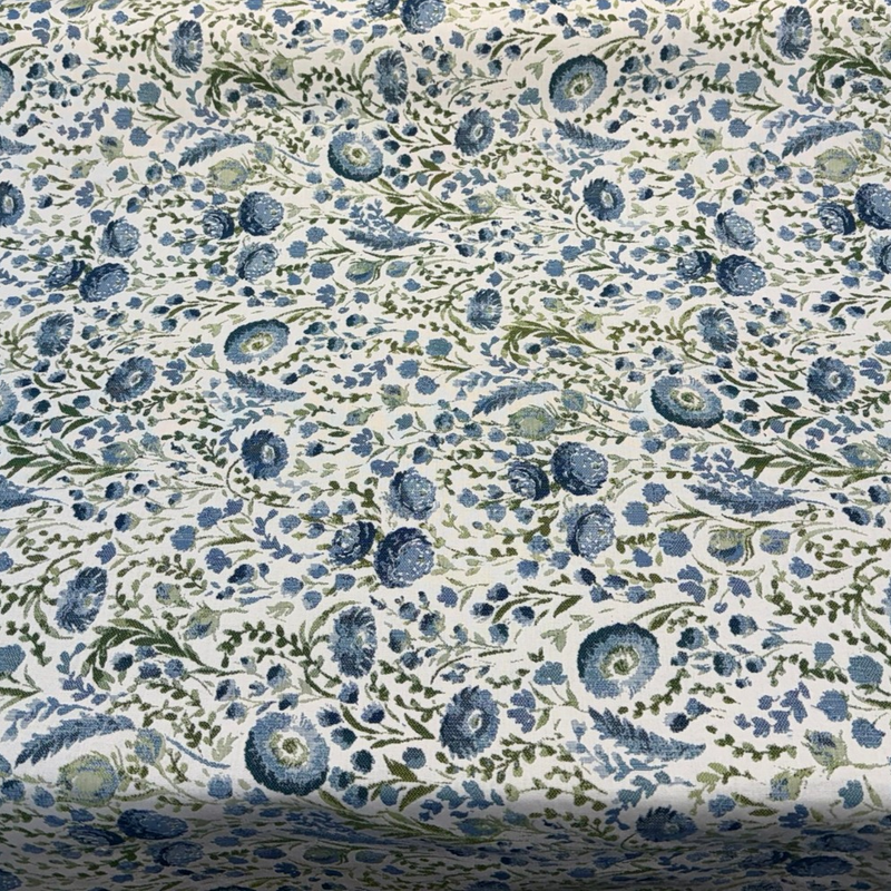 Sunbrella Arboretum Bluebell Acrylic Fabric - Blue Floral Botanical Pattern, 54" Width (1 Yard)