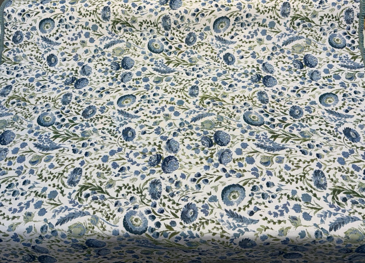 Sunbrella Arboretum Bluebell Acrylic Fabric - Blue Floral Botanical Pattern, 54" Width (1 Yard)