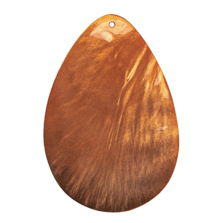 Burnt Coral Mother of Pearl Pendant - 3" x 2.125"
