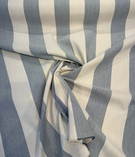 Sunbrella Stripe Leisure Denim Blue Outdoor 40625-0001 Acrylic Fabric - Denim Blue And Ivory Wide Stripe, 54" Width (1 Yard)