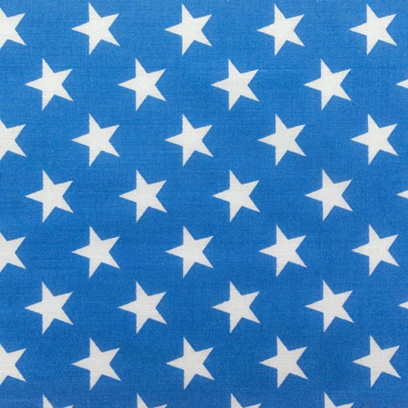 Patriotic Star Print Poly Cotton Fabric - Navy, Red, Blue Star Print, 59" Width (1 Yard)
