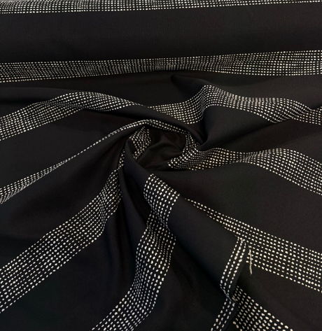 Sunbrella Caper Onyx Solution-Dyed Acrylic Fabric - Black Stripe, 54" Width, 7.35" Vertical Repeat (By The Yard)