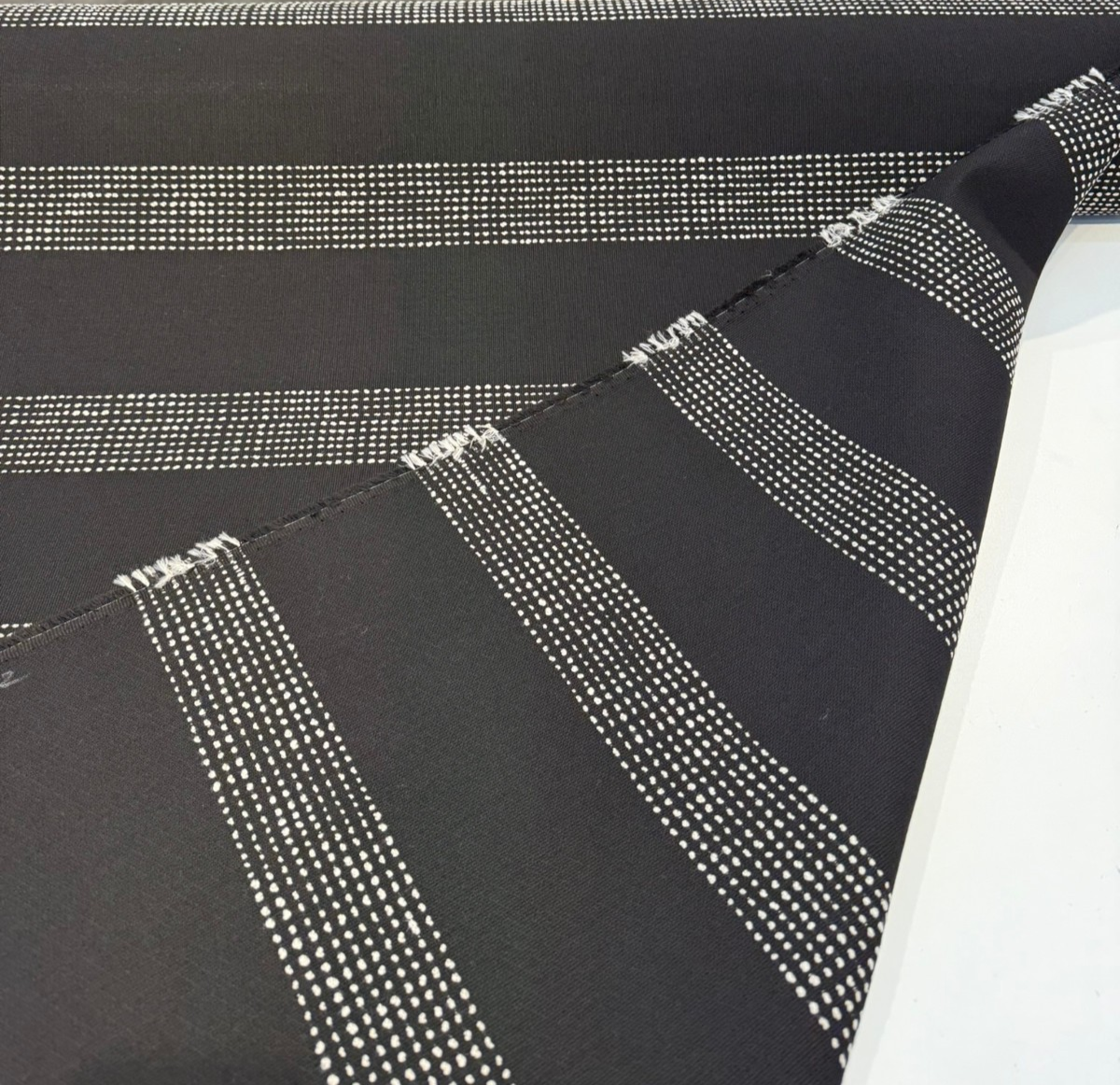 Sunbrella Caper Onyx Solution-Dyed Acrylic Fabric - Black Stripe, 54" Width, 7.35" Vertical Repeat (By The Yard)