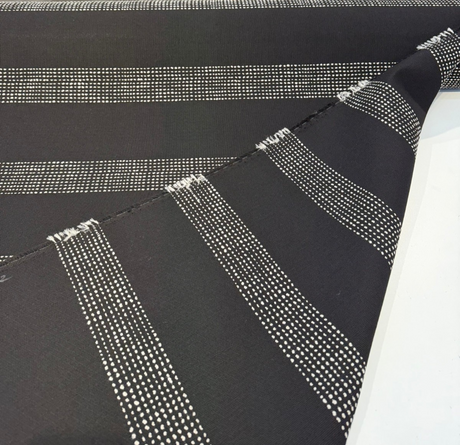 Sunbrella Caper Onyx Solution-Dyed Acrylic Fabric - Black Stripe, 54" Width, 7.35" Vertical Repeat (By The Yard)