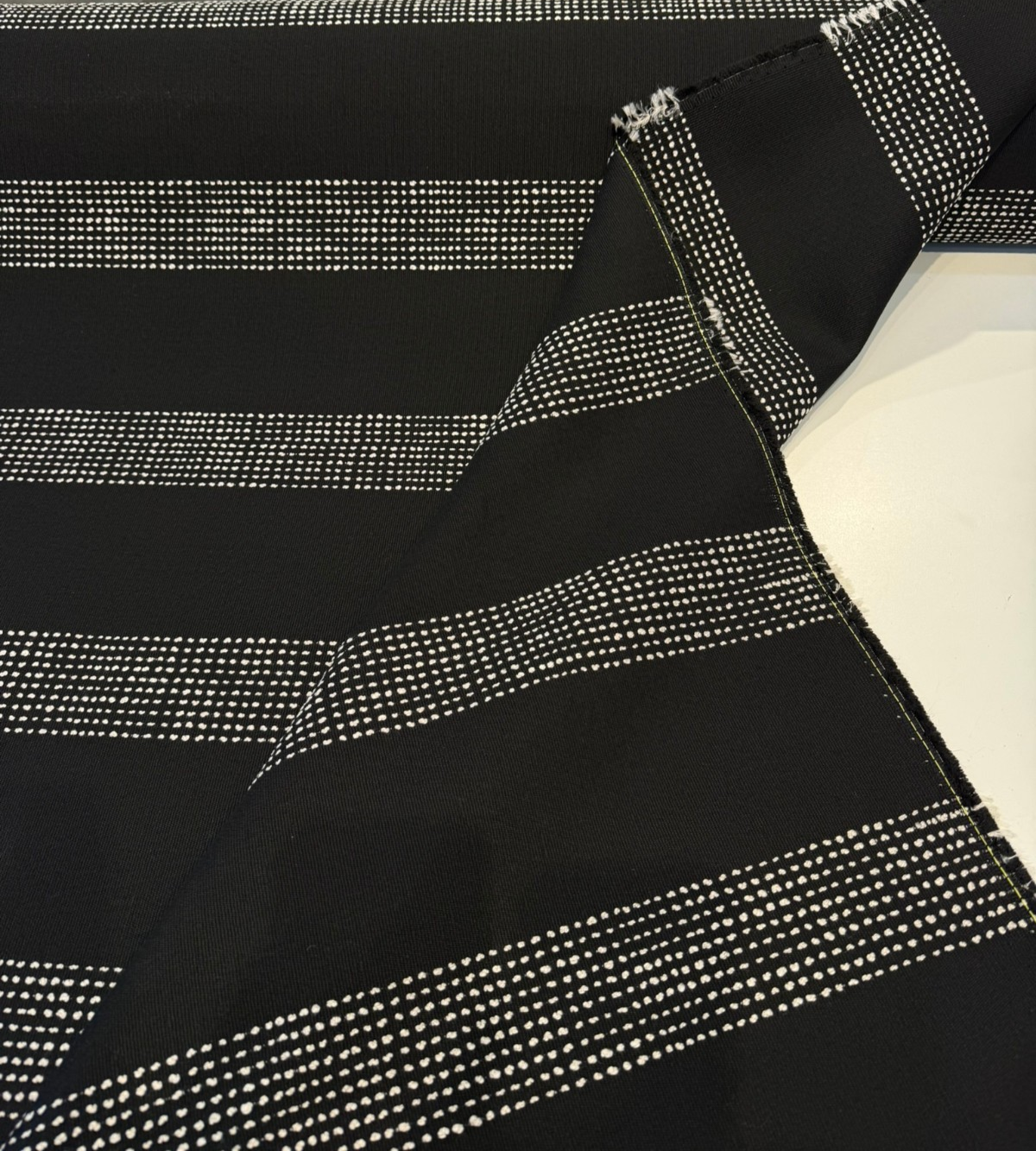 Sunbrella Caper Onyx Solution-Dyed Acrylic Fabric - Black Stripe, 54" Width, 7.35" Vertical Repeat (By The Yard)
