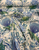 Sea Turtle Coral Reef 100% Cotton Fabric - Ocean Blue Green Coastal Print, 54" Width, 18" Vertical Repeat, 18" Horizontal Repeat (1 Yard)
