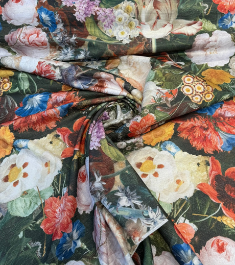 Velvet Lea Multi Garden Floral Polyester Velvet Fabric - Multi Garden Floral, 54" Width (1 Yard)