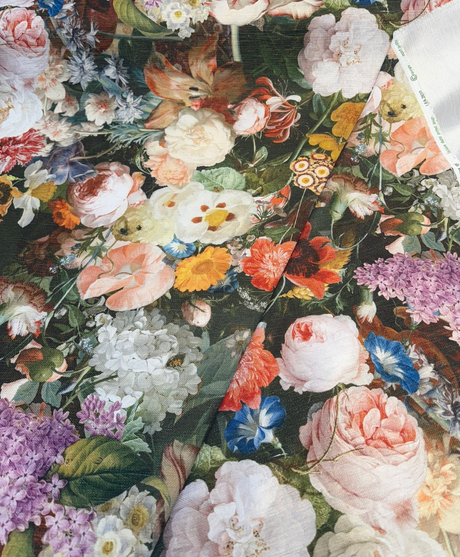 Velvet Lea Multi Garden Floral Polyester Velvet Fabric - Multi Garden Floral, 54" Width (1 Yard)