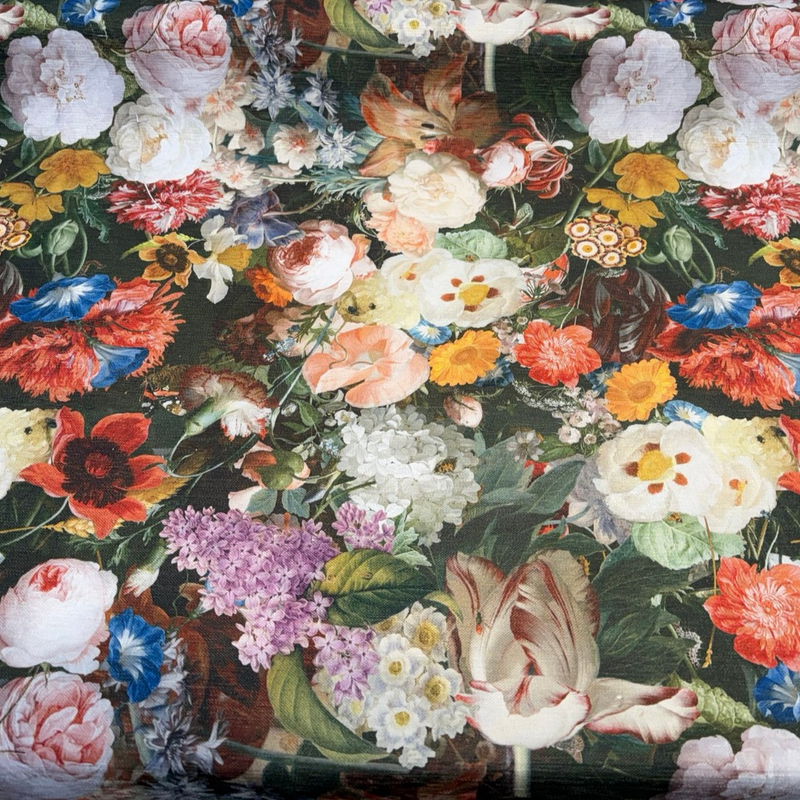 Velvet Lea Multi Garden Floral Polyester Velvet Fabric - Multi Garden Floral, 54" Width (1 Yard)