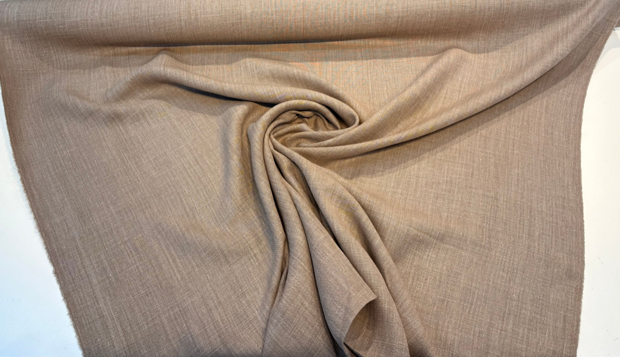 Nelen & Delbeke Belgian Linen Lino Clay Fabric - Clay Brown Woven Texture, 59" Width (1 Yard)