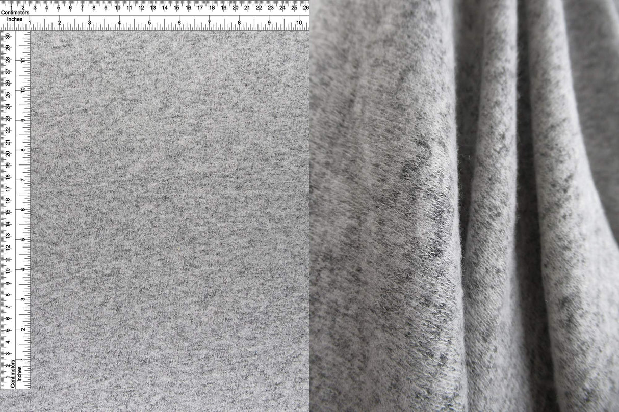 1 Yard Heather Grey Solid Fleece Knit Fabric, 58/60? Wide Rayon Polyester Spandex Blend