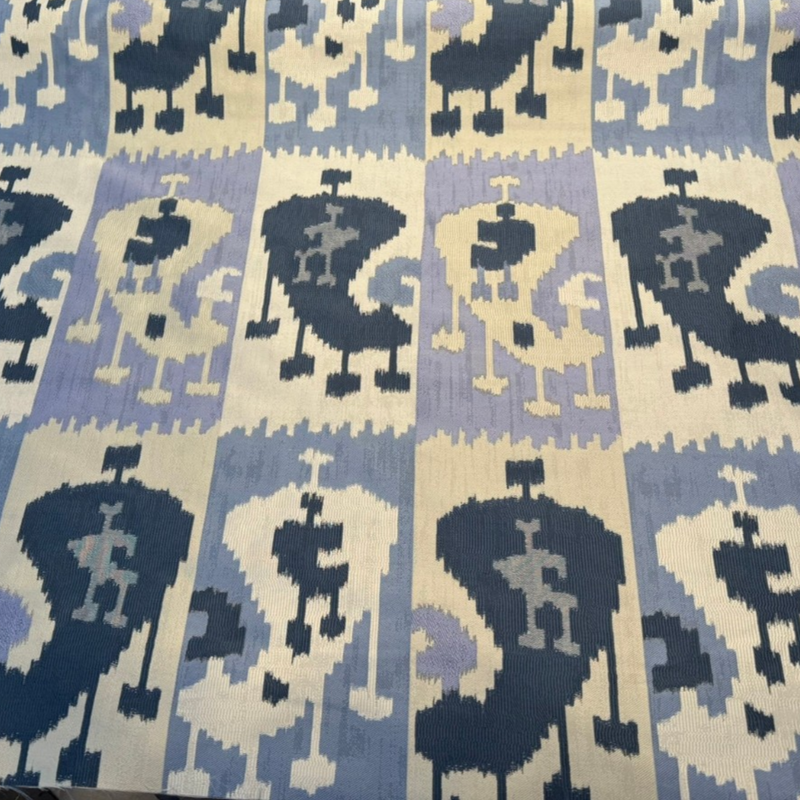 Wrangler Denim Blue Jacquard Fabric - Denim Blue Geometric Ikat Pattern, 56" Width (1 Yard)