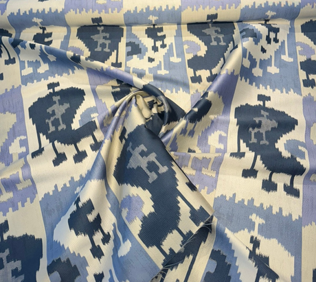 Wrangler Denim Blue Jacquard Fabric - Denim Blue Geometric Ikat Pattern, 56" Width (1 Yard)