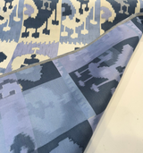 Wrangler Denim Blue Jacquard Fabric - Denim Blue Geometric Ikat Pattern, 56" Width (1 Yard)