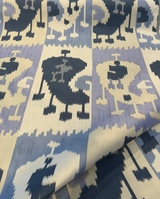 Wrangler Denim Blue Jacquard Fabric - Denim Blue Geometric Ikat Pattern, 56" Width (1 Yard)