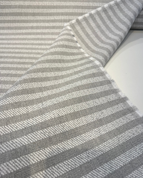 Sunbrella Ely Ticking Silver Stripe Solution Dyed Acrylic Fabric - Silver Gray Ticking Stripe, 54" Width (By The Yard)