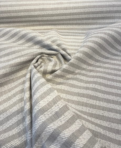 Sunbrella Ely Ticking Silver Stripe Solution Dyed Acrylic Fabric - Silver Gray Ticking Stripe, 54" Width (By The Yard)