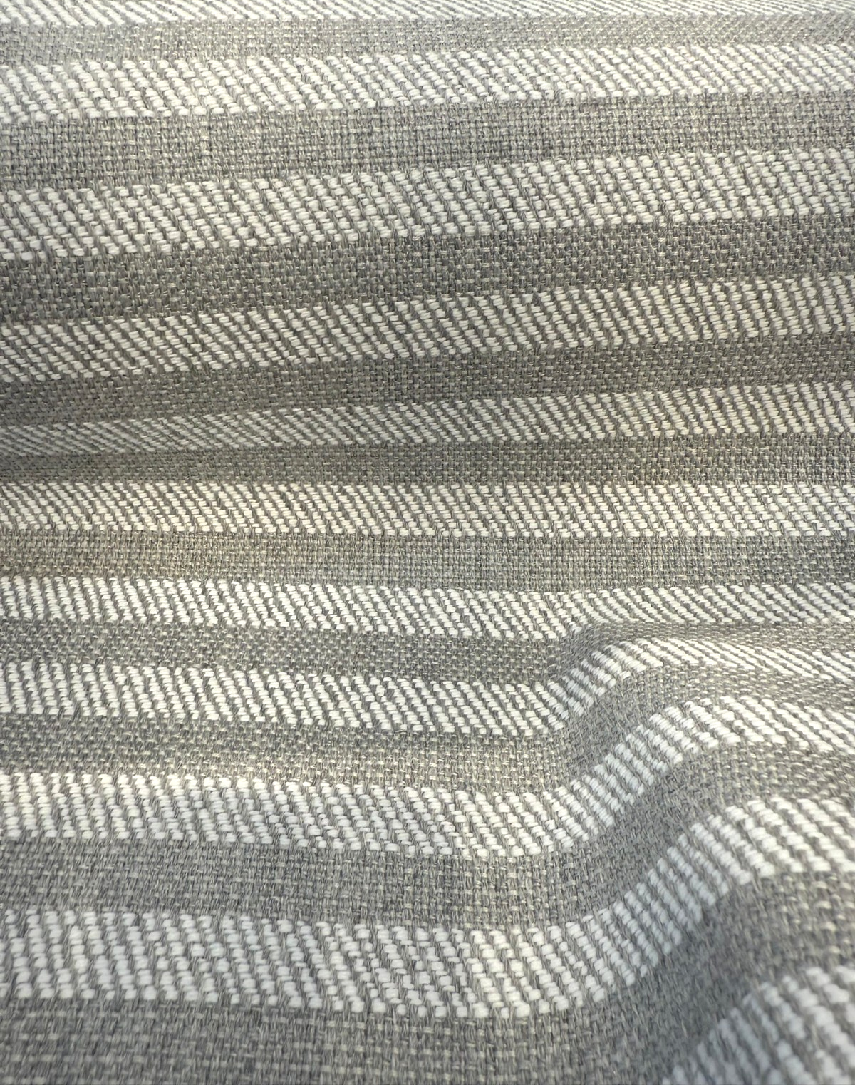 Sunbrella Ely Ticking Silver Stripe Solution Dyed Acrylic Fabric - Silver Gray Ticking Stripe, 54" Width (By The Yard)
