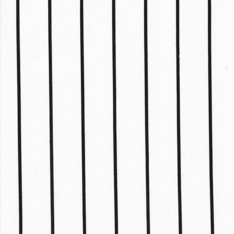 1 Yard Brushed DTY Vertical Stripe Knit Fabric 170 GSM, 58/60? Wide Polyester Spandex Blend Ivory/Black