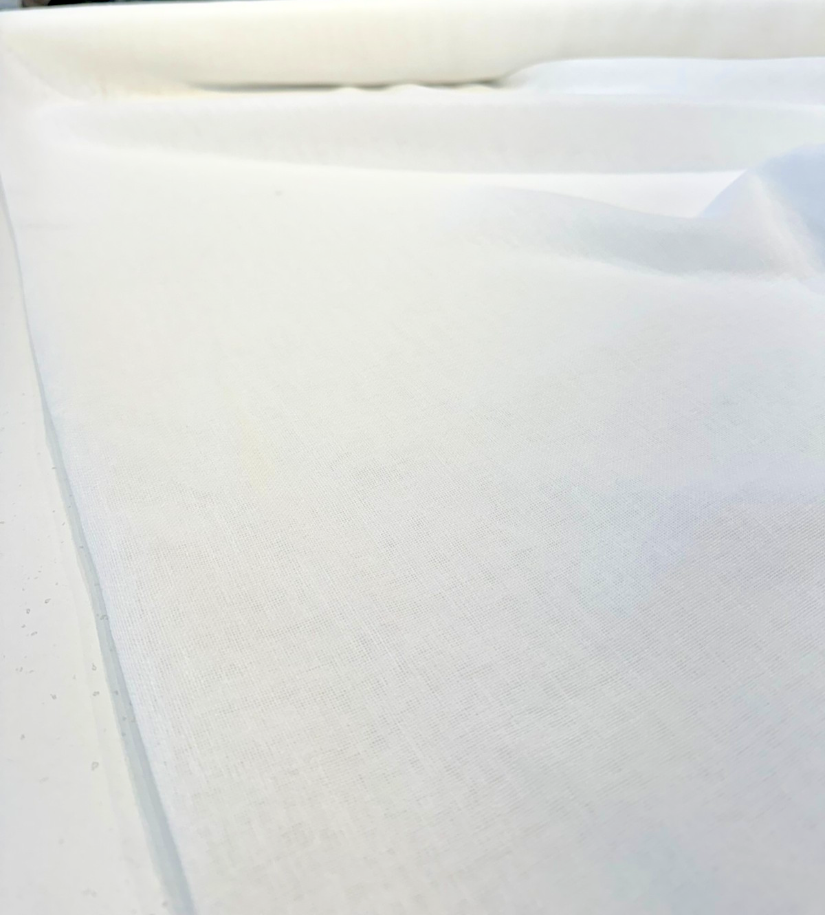 Linen Sheer Plain Off White Polyester Fabric - Linen Sheer Plain, 118" Width (By The Yard)