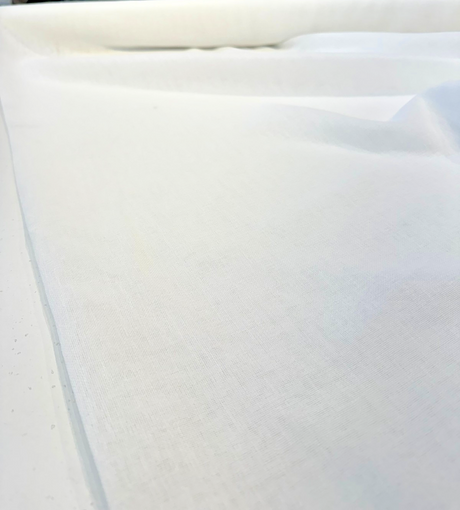 Linen Sheer Plain Off White Polyester Fabric - Linen Sheer Plain, 118" Width (By The Yard)