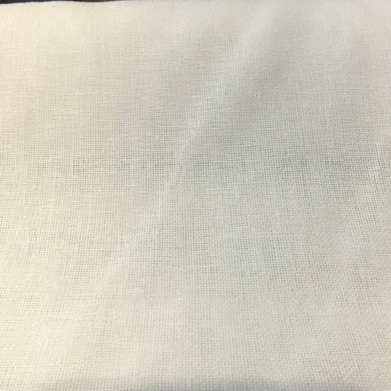 Linen Sheer Plain Off White Polyester Fabric - Linen Sheer Plain, 118" Width (By The Yard)