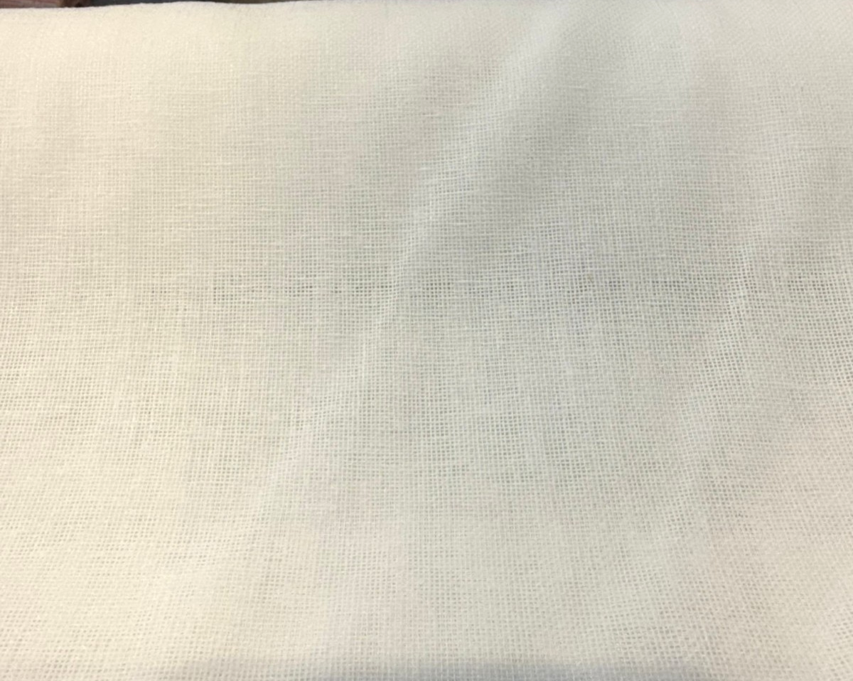 Linen Sheer Plain Off White Polyester Fabric - Linen Sheer Plain, 118" Width (By The Yard)