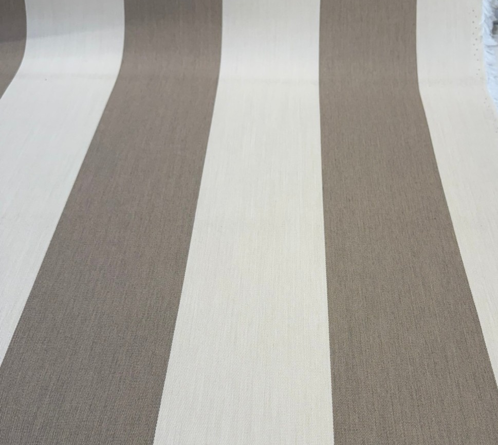 Sunbrella Regency Sand Stripe Solution Dyed Acrylic Fabric - Cream Beige Large Scale Stripe, 54" Width, 9" Vertical Repeat (1 Yard)