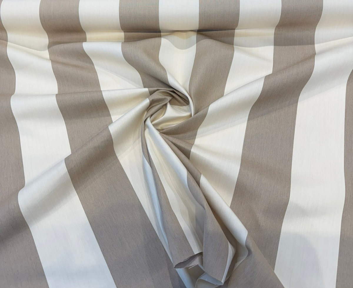 Sunbrella Regency Sand Stripe Solution Dyed Acrylic Fabric - Cream Beige Large Scale Stripe, 54" Width, 9" Vertical Repeat (1 Yard)