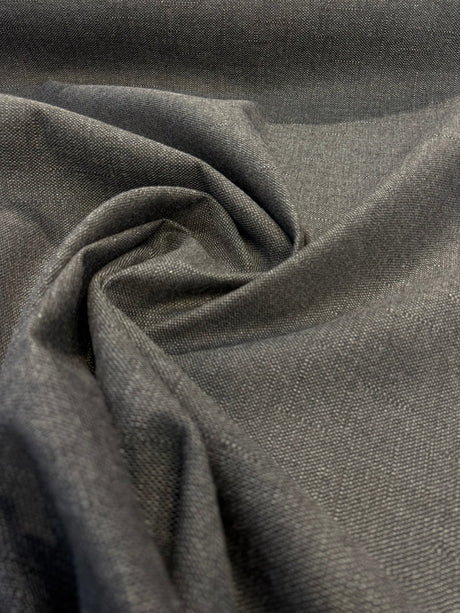 Sunbrella Piazza Black Char Solution Dyed Acrylic Fabric - Solid Textured Black Char, 54" Width (1 Yard)