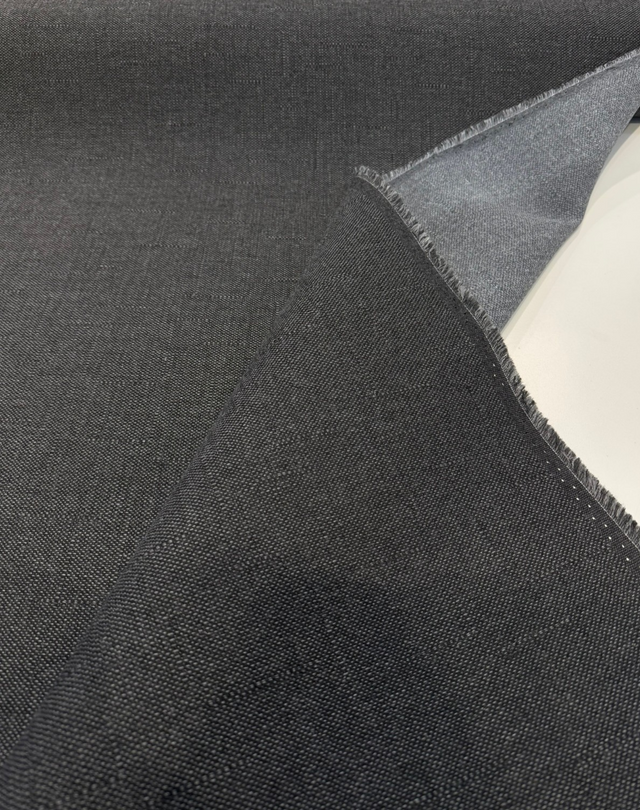 Sunbrella Piazza Black Char Solution Dyed Acrylic Fabric - Solid Textured Black Char, 54" Width (1 Yard)