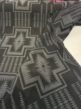 Harding Char Black Solution Dyed Acrylic Fabric - Southwest Pattern, 54" Width (1 Yard)