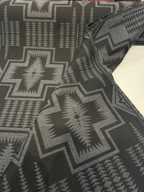 Harding Char Black Solution Dyed Acrylic Fabric - Southwest Pattern, 54" Width (1 Yard)