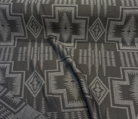 Harding Char Black Solution Dyed Acrylic Fabric - Southwest Pattern, 54" Width (1 Yard)