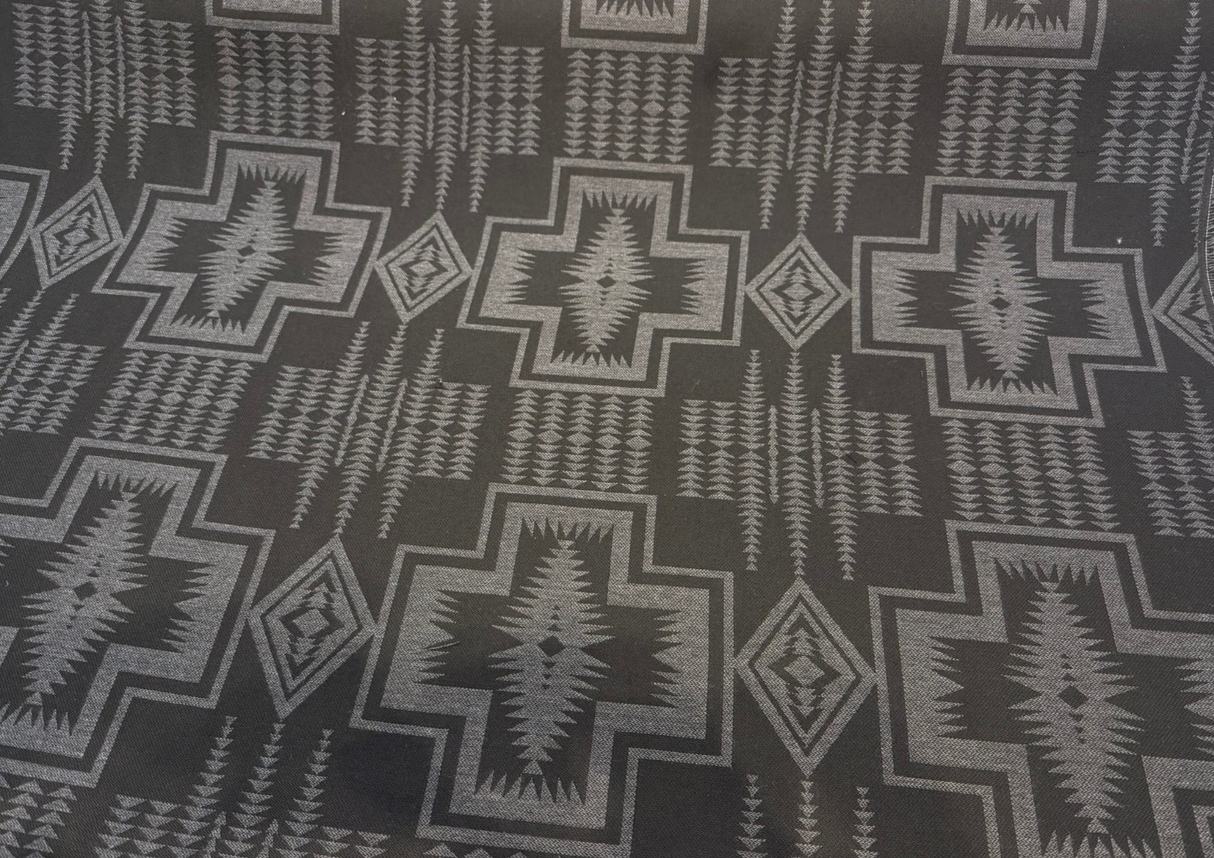 Harding Char Black Solution Dyed Acrylic Fabric - Southwest Pattern, 54" Width (1 Yard)