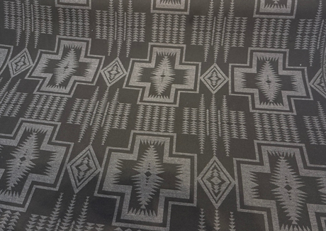 Harding Char Black Solution Dyed Acrylic Fabric - Southwest Pattern, 54" Width (1 Yard)