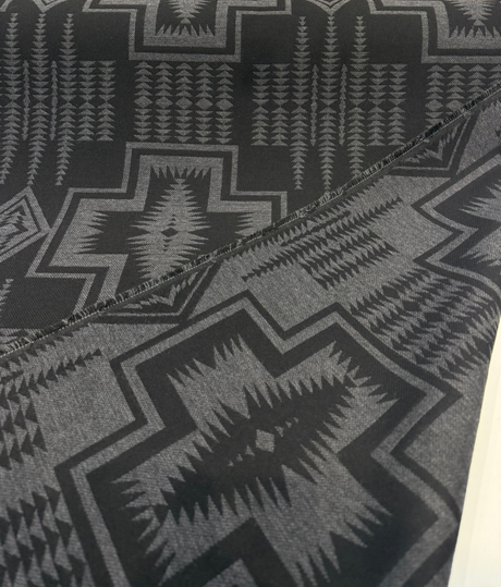 Harding Char Black Solution Dyed Acrylic Fabric - Southwest Pattern, 54" Width (1 Yard)