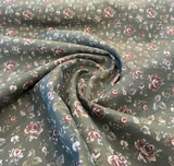 Gayle Moss Green Scattered Rose Tapestry Chenille Fabric - Moss Green, Scattered Rose, 6.5" Horizontal Repeat, 7.0" Vertical Repeat (1 Yard)
