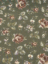 Gayle Moss Green Scattered Rose Tapestry Chenille Fabric - Moss Green, Scattered Rose, 6.5" Horizontal Repeat, 7.0" Vertical Repeat (1 Yard)
