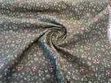 Gayle Moss Green Scattered Rose Tapestry Chenille Fabric - Moss Green, Scattered Rose, 6.5" Horizontal Repeat, 7.0" Vertical Repeat (1 Yard)