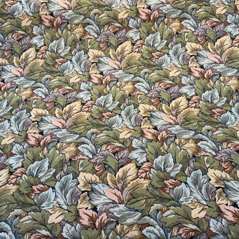 Seattle Harvest Leaves Chenille Upholstery Fabric - Allover Leaves, Green Gold Taupe Rust, 18.25" Vertical Repeat x 14.25" Horizontal Repeat (1 Yard)