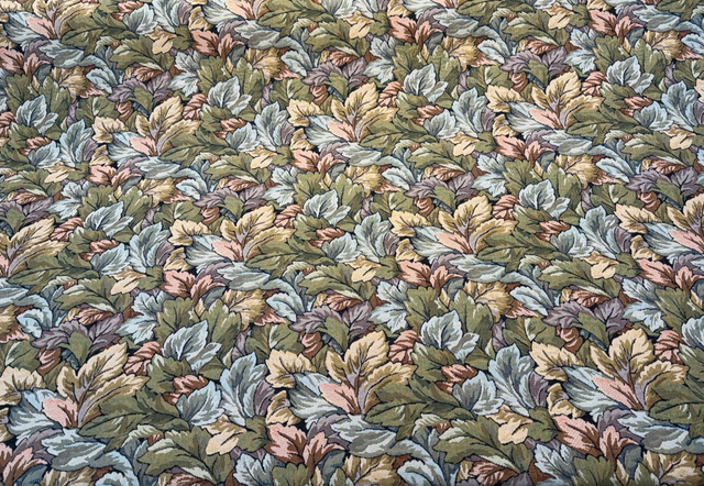 Seattle Harvest Leaves Chenille Upholstery Fabric - Allover Leaves, Green Gold Taupe Rust, 18.25" Vertical Repeat x 14.25" Horizontal Repeat (1 Yard)